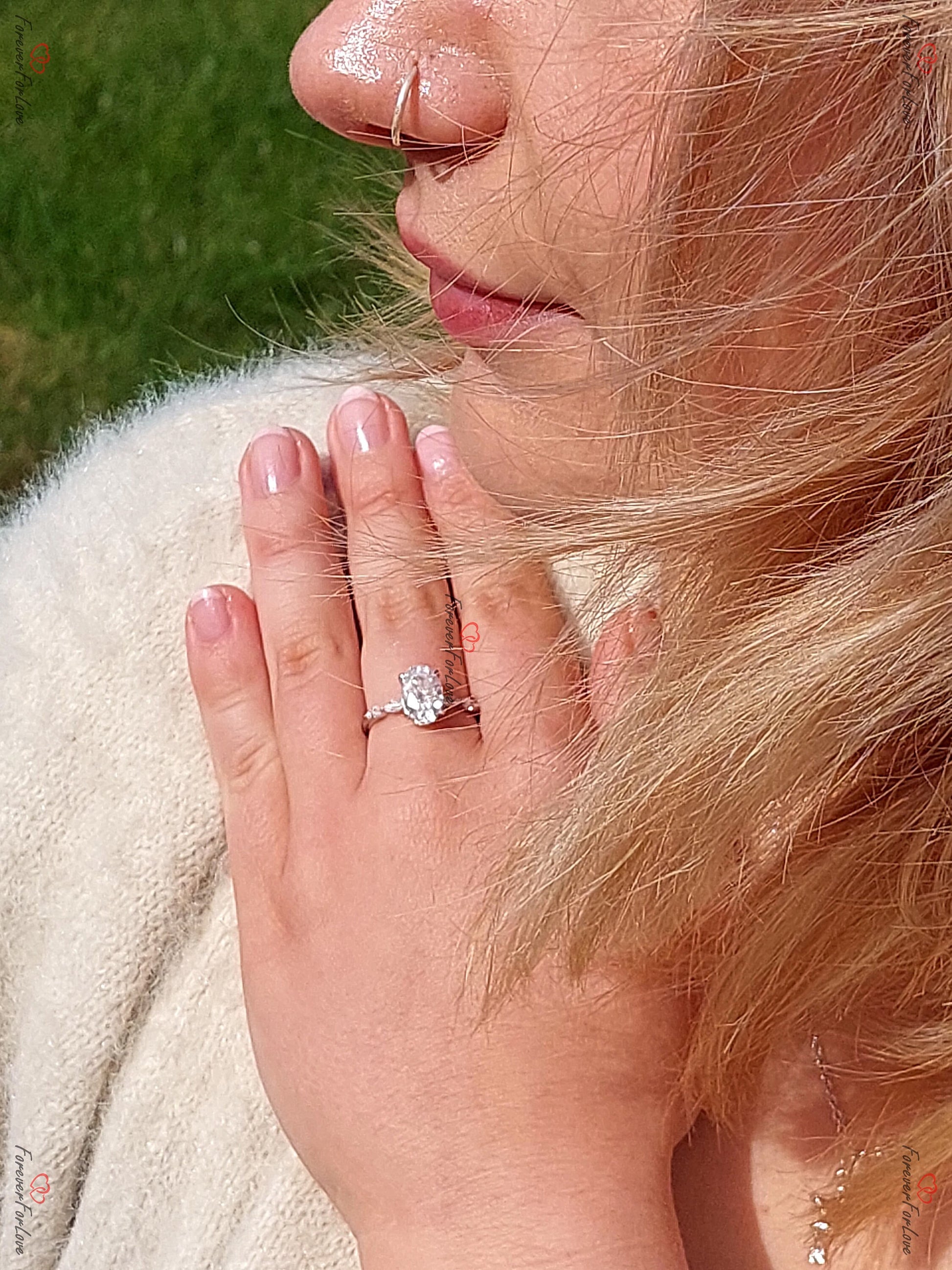 2 Ct Oval Diamond, Moissanite Engagement Ring