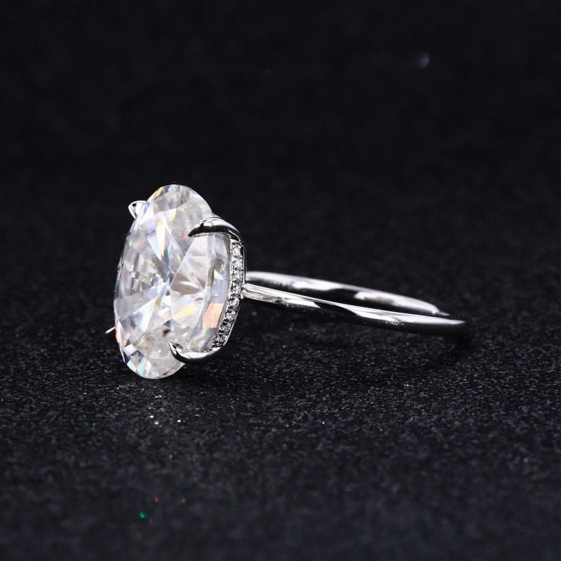 7 CT Oval Moissanite Engagement Ring, Oval Cut Engagement Ring, Thin Band Oval Ring, white Gold Oval Solitaire engagement Ring