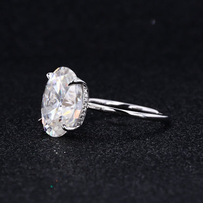 7 CT Oval Moissanite Engagement Ring, Oval Cut Engagement Ring, Thin Band Oval Ring, white Gold Oval Solitaire engagement Ring