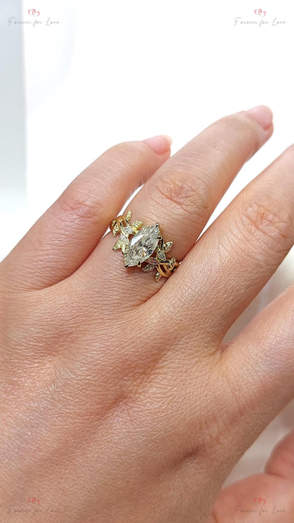1.0 Ct IGI Certified Marquise Lab Diamond Engagement Ring