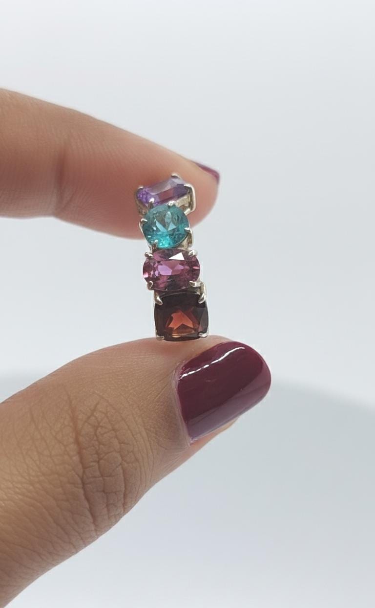 Cluster Gemstone Engagement Ring, 14k yellow gold Lab grown Gemstone ring, Different Birthstone, Colorful ring, Perfect gift for her