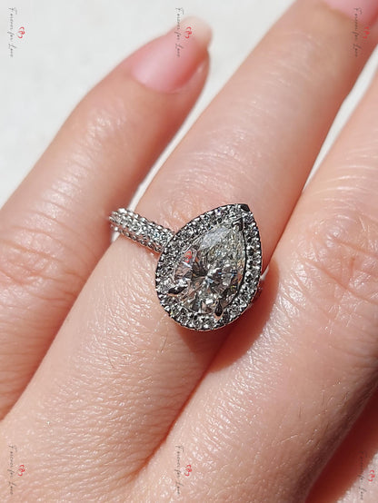 2 Ct Pear Lab Diamond Solitaire Engagement Ring