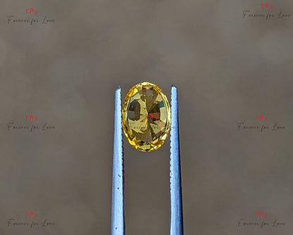 1 Ct Oval Yellow Natural Diamond, Sapphire Halo Engagement Ring