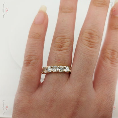 Asscher Moissanite Eternity Band