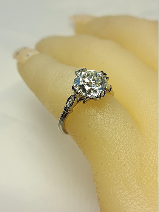 2.5 Ct Old Mine Moissanite Solitaire Engagement Ring