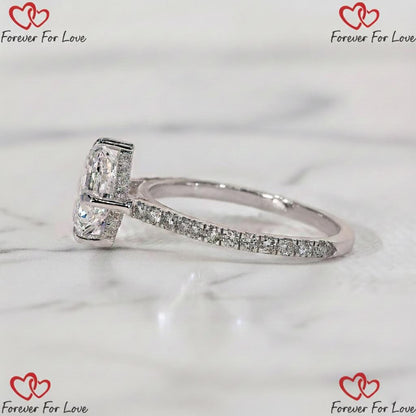 1.5 Ct IGI Certified Asscher Lab Diamond Hidden Halo Engagement Ring