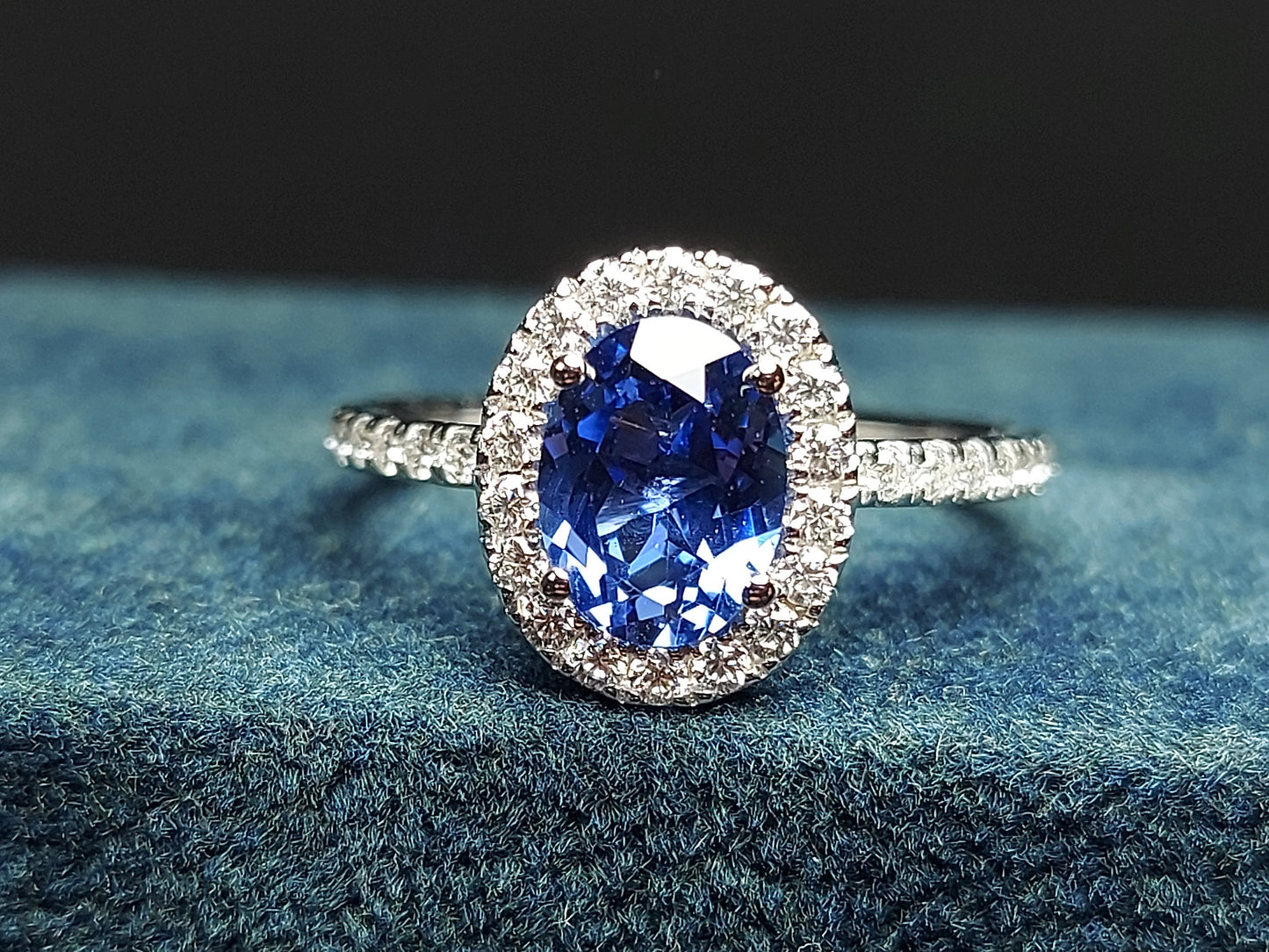 2 Ct Oval Natural Sapphire Engagement Ring Oval cut 1Ct Natural Sapphire engagement ring in 935 Argentium Silver — custom handcrafted by Forever For Love