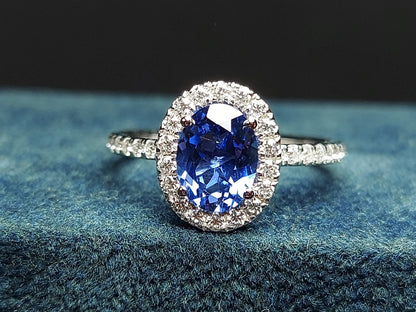 2 Ct Oval Blue Diamond, Sapphire Engagement Ring