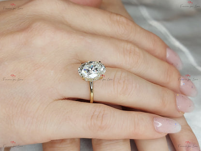 3 Ct Oval Diamond, Moissanite Halo Engagement Ring