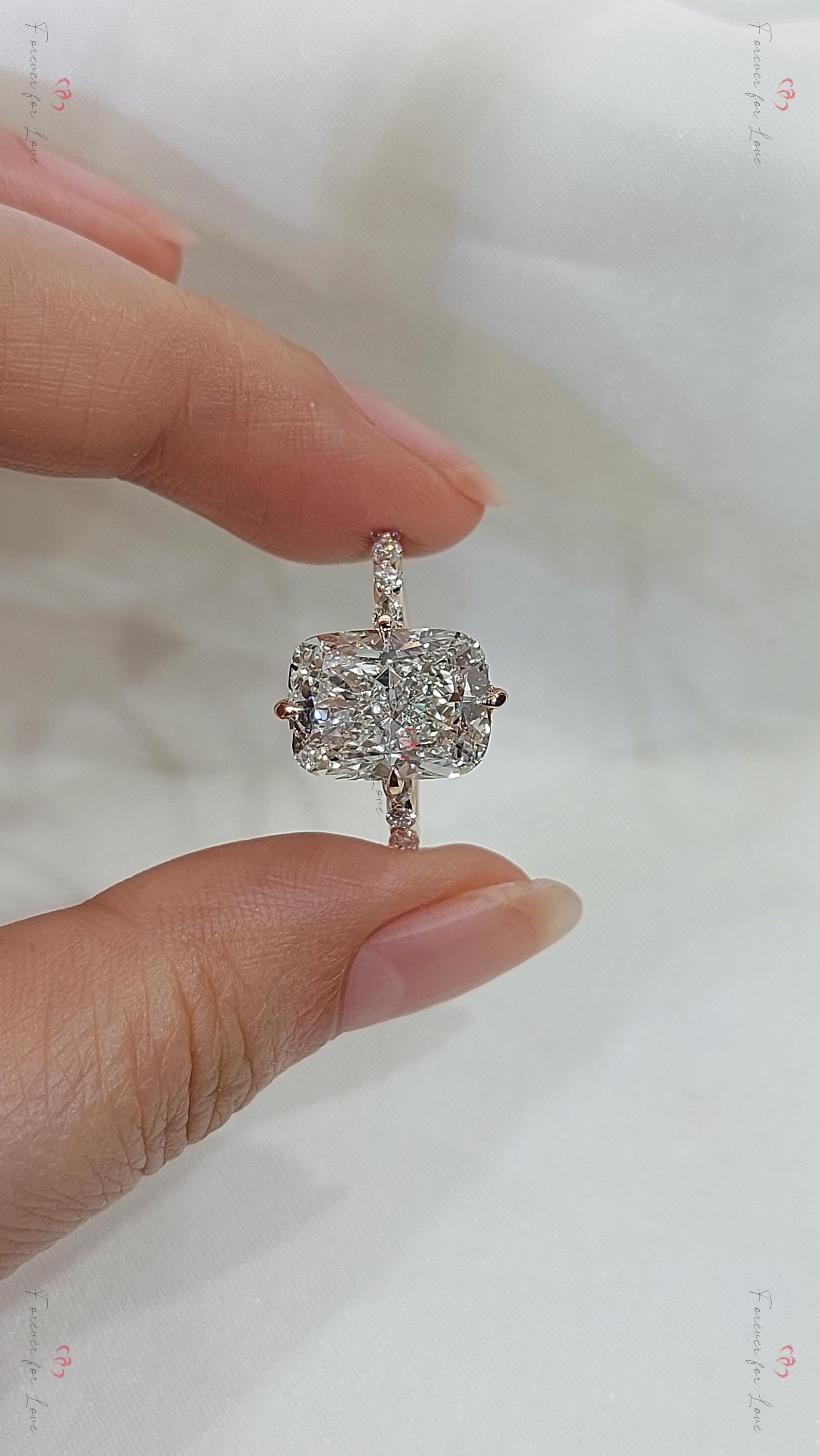 IGI Certified Cushion Lab Diamond Solitaire Engagement Ring
