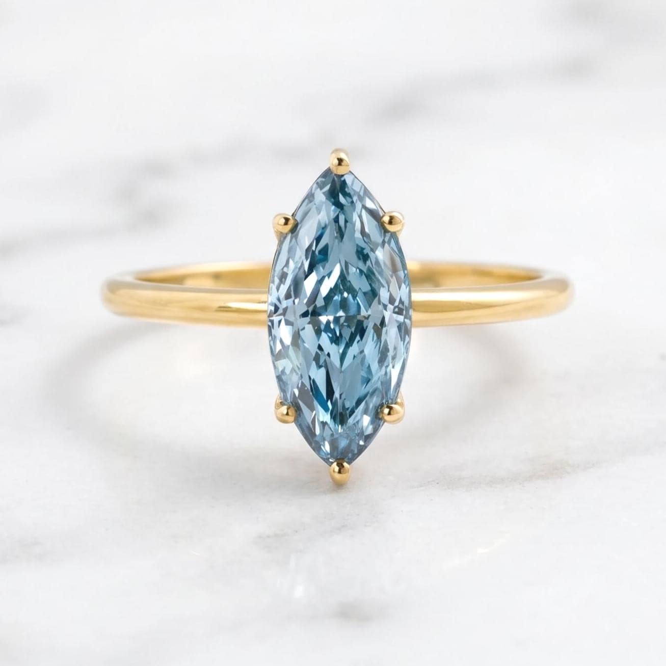 2.5 Ct Marquise Aquamarine Engagement Ring