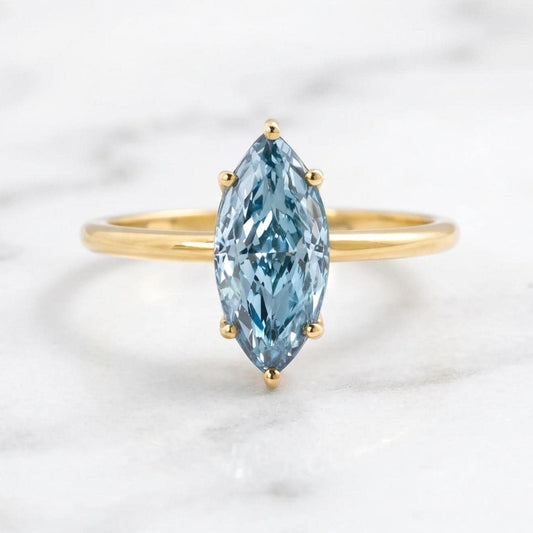 2.5 Ct Marquise Aquamarine Engagement Ring