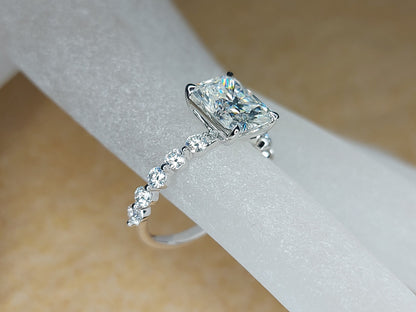 3 Ct Radiant Diamond, Moissanite Eternity Band