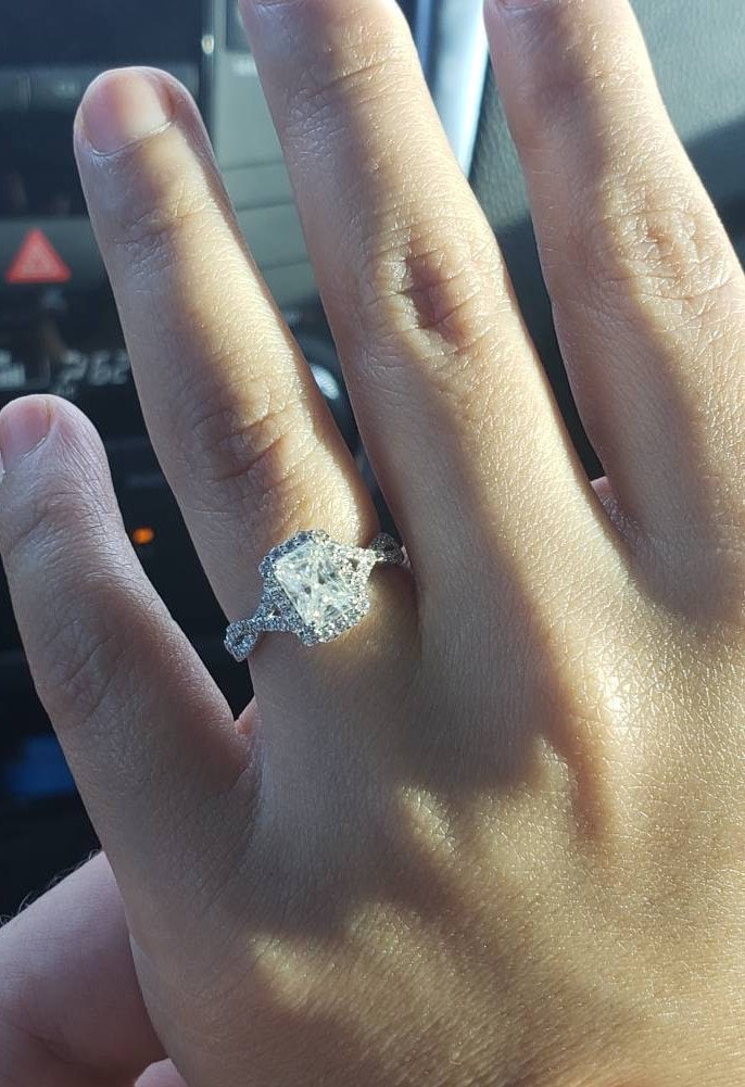 IGI Certified Radiant Diamond Halo Engagement Ring