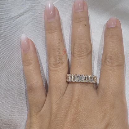 4 TCW Emerald cut Diamond wedding band Emerald cut Half eternity band Solid Yellow gold wedding band bridal ring Stacking Promise ring.
