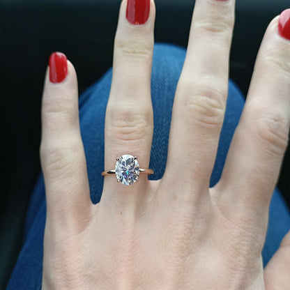 3.0 Ct Oval Moissanite Solitaire Engagement Ring