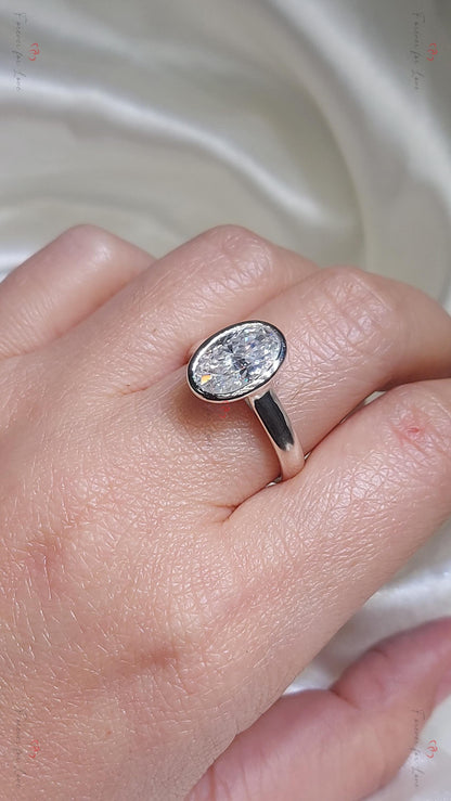 4 Ct Oval Moissanite Halo Engagement Ring