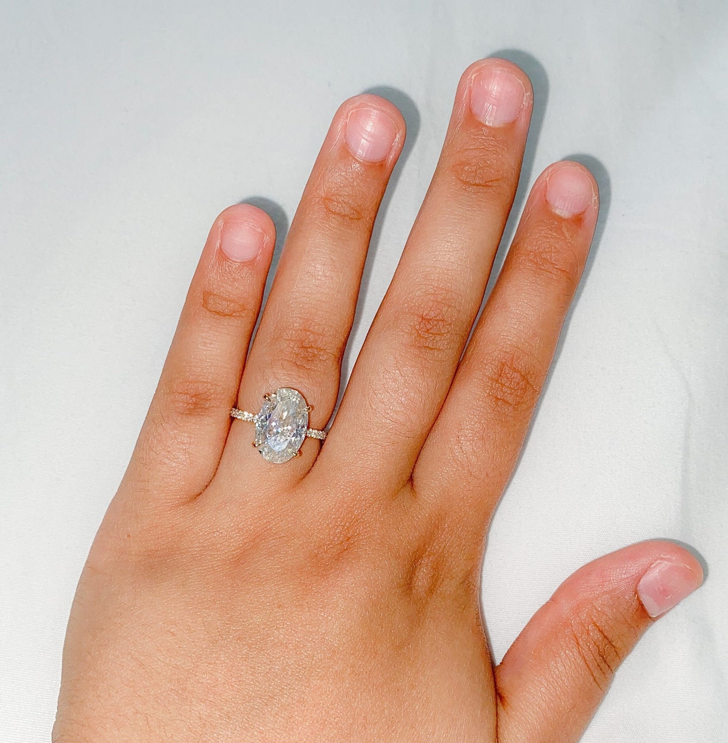 7 Ct Oval Moissanite Hidden Halo Engagement Ring with Pavé Band Oval cut 1Ct Moissanite Brilliant Cut engagement ring in 935 Argentium Silver — custom handcrafted by Forever For Love