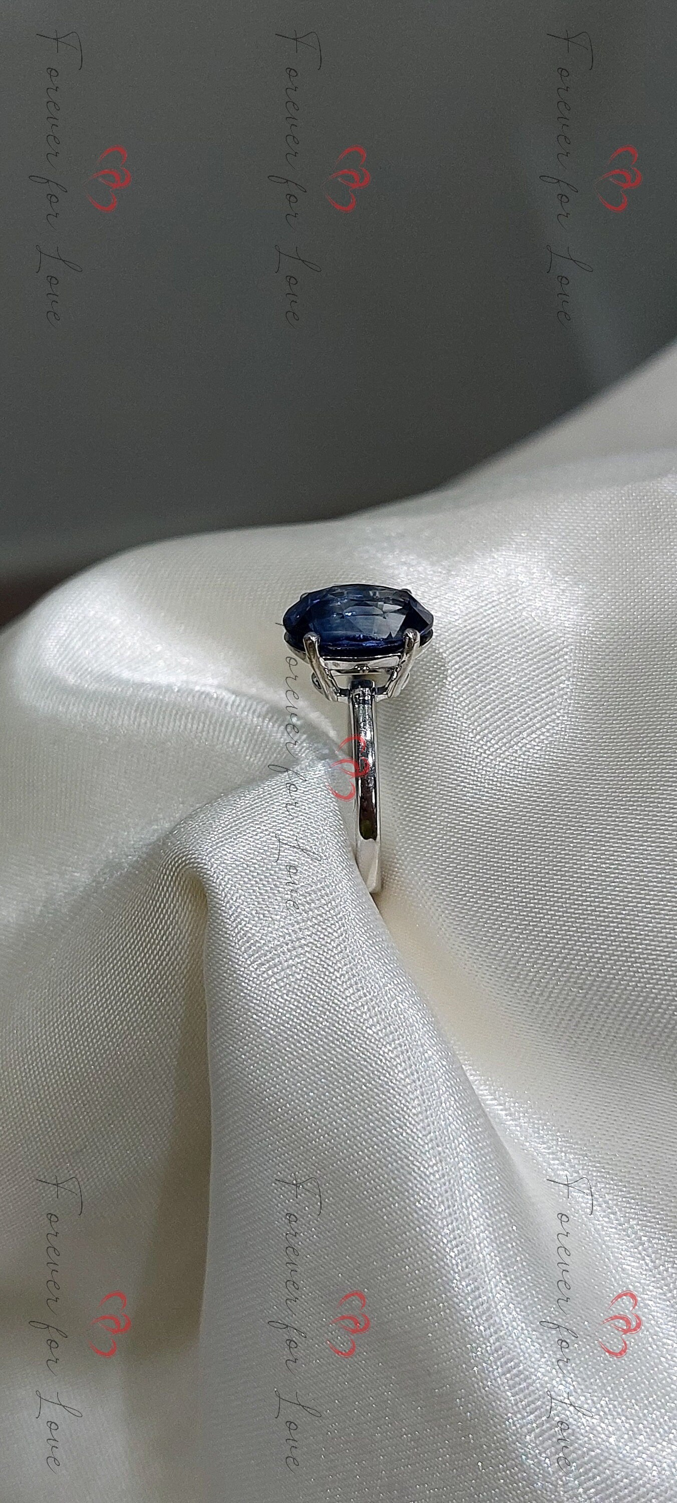 3.78 Ct Oval Blue Diamond, Sapphire Engagement Ring