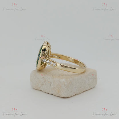 Emerald Diamond Solitaire Engagement Ring