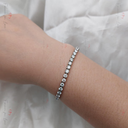 14K White Gold Lab-Created 4-Prong Diamond Elastic Tennis Bracelet 5 CTW E, VS1 birthday gift for Mom