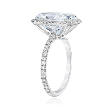 3 Ct Radiant Moissanite Halo Engagement Ring