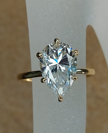 4 Ct Pear Diamond, Moissanite Hidden Halo Engagement Ring