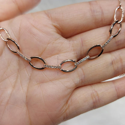 14k Massivgold Paperclip-Ketten Halskette, Echte Diamant-Pavé Halskette/ Diamant-Ketten Halskette, zierliche Goldkette, Jubiläumsgeschenk.
