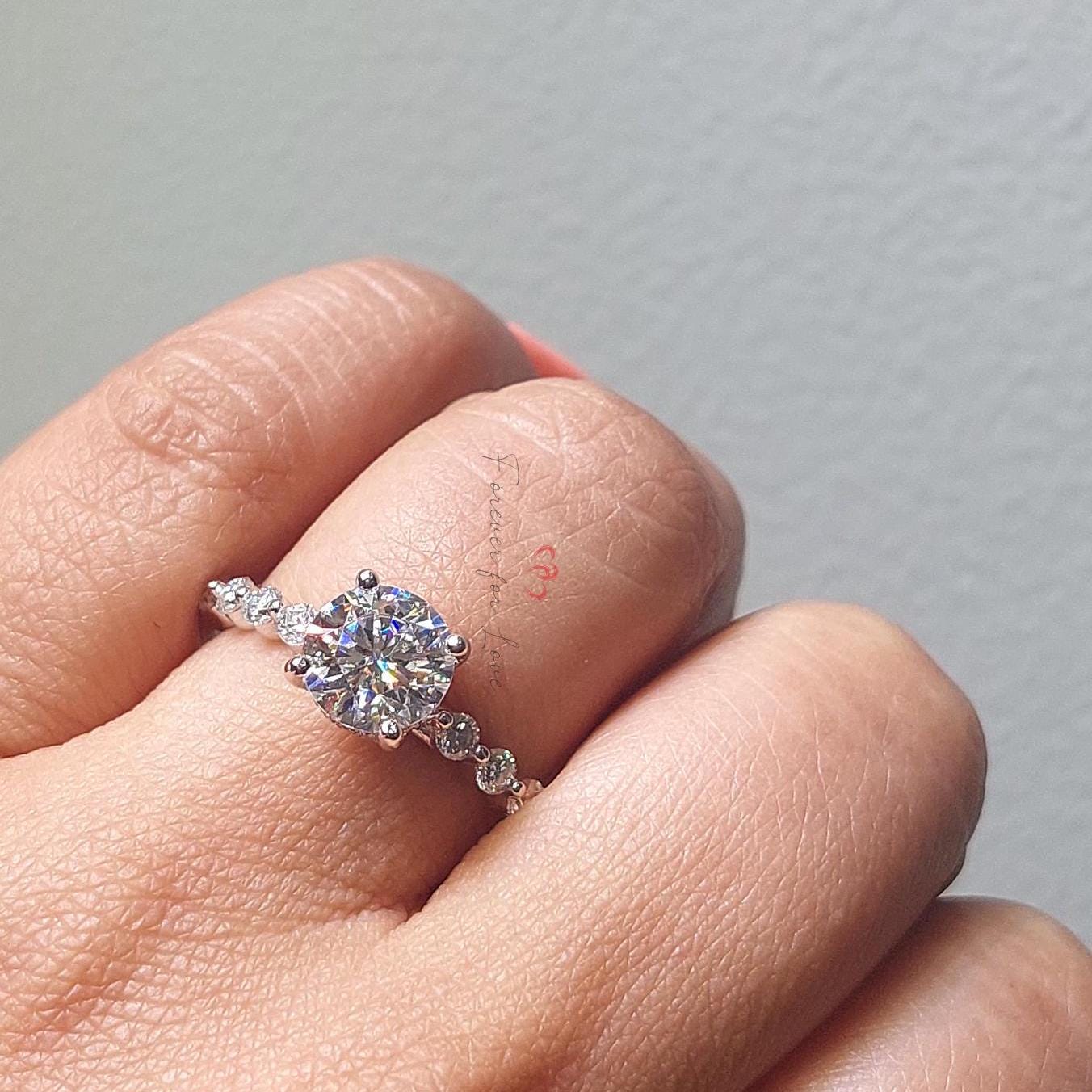 2 Ct Round Lab Diamond Solitaire Ring - D VVS2 Round cut Moissanite engagement ring in Gold or Platinum — custom handcrafted by Forever For Love