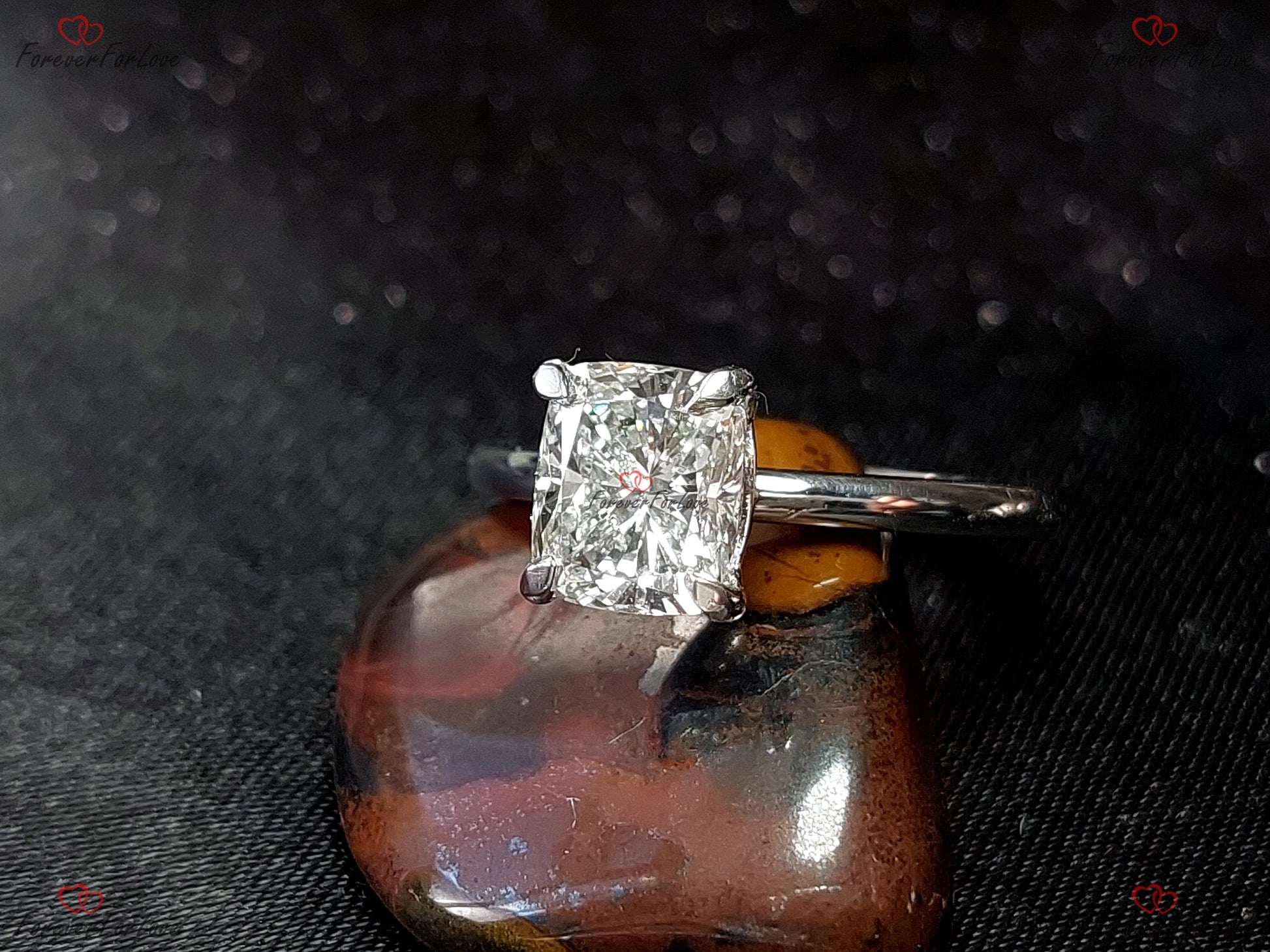2 Ct IGI Certified Cushion Lab Diamond Hidden Halo Engagement Ring