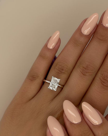 1.5 Ct IGI Certified Radiant Lab Diamond Hidden Halo Engagement Ring