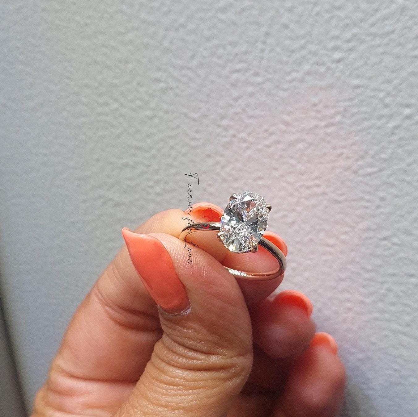 3 Ct IGI Certified Oval Lab Diamond Hidden Halo Engagement Ring