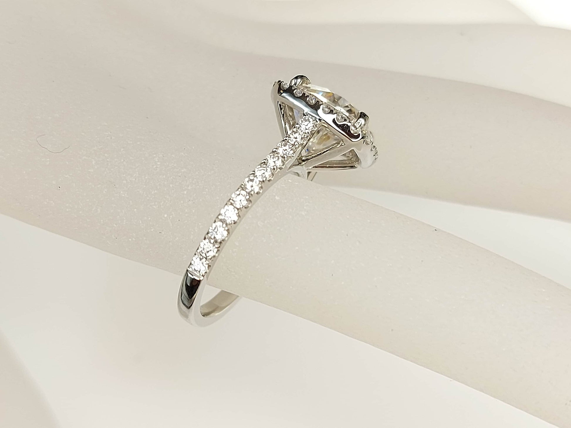 3 Carat Cushion cut Halo Moissanite Engagement Ring 14k White Gold, Genuine UK Hallmark Wedding Ring Diamond Halo