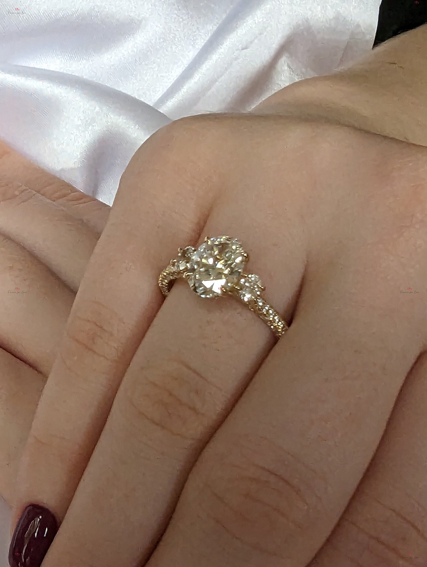 2 Ct IGI Certified Oval Lab Diamond with Accent Engagement Ring Oval cut 1Ct Moissanite Brilliant Cut engagement ring in 935 Argentium Silver — custom handcrafted by Forever For Love