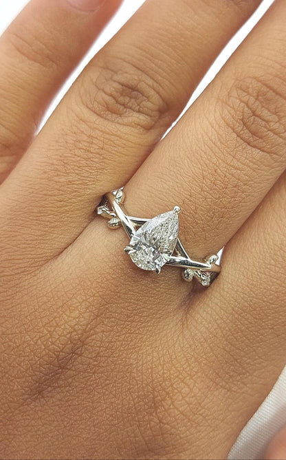 3 Ct IGI Certified Pear Lab Diamond Engagement Ring