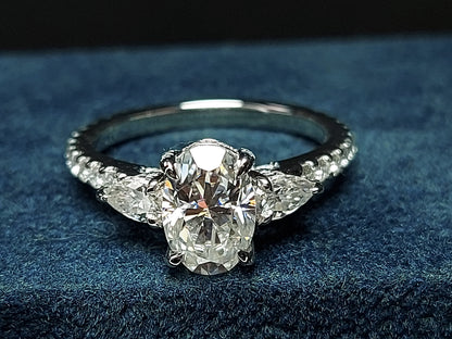 1.5 Ct Oval Diamond, Moissanite Engagement Ring