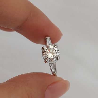 1.5 Ct Baguette Diamond Three Stone Engagement Ring