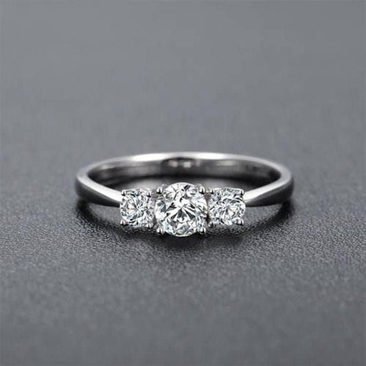 Round Diamond Three Stone Engagement Ring