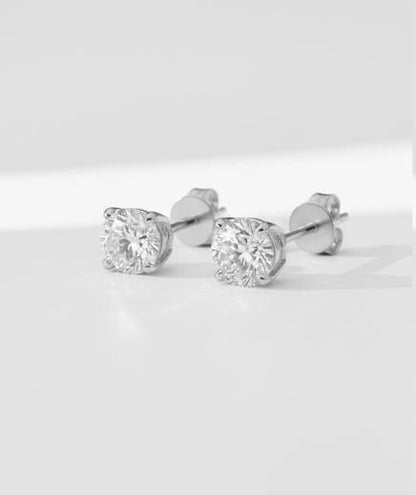 3 Karat Gesamtgewicht D Farbe VVS2 Reinheit IGI-zertifizierte runde Ideal-Schliff Laborgezüchtete Diamant-Ohrstecker 14k Weißgold Körbchen Pushback