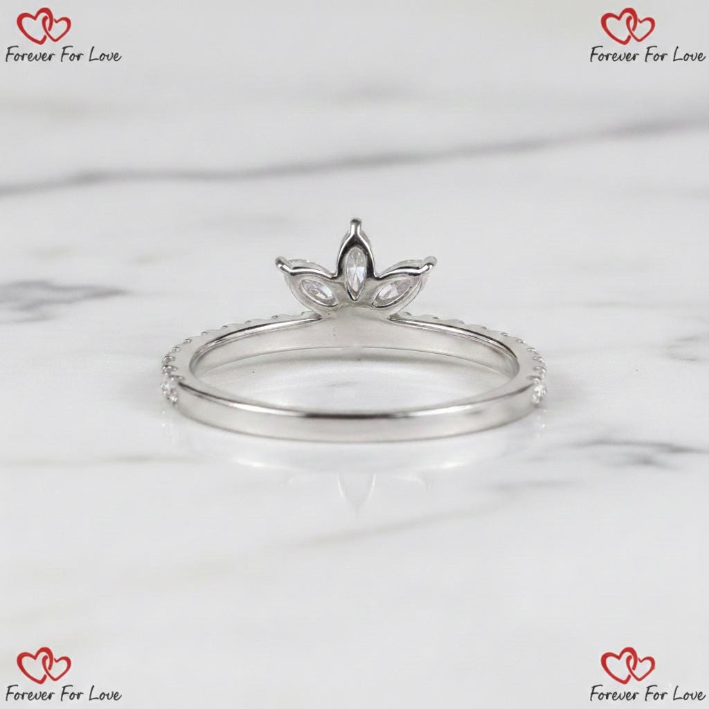 Marquise Lab Diamond Stackable Band Marquise cut Moissanite Brilliant Cut engagement ring in 935 Argentium Silver — custom handcrafted by Forever For Love