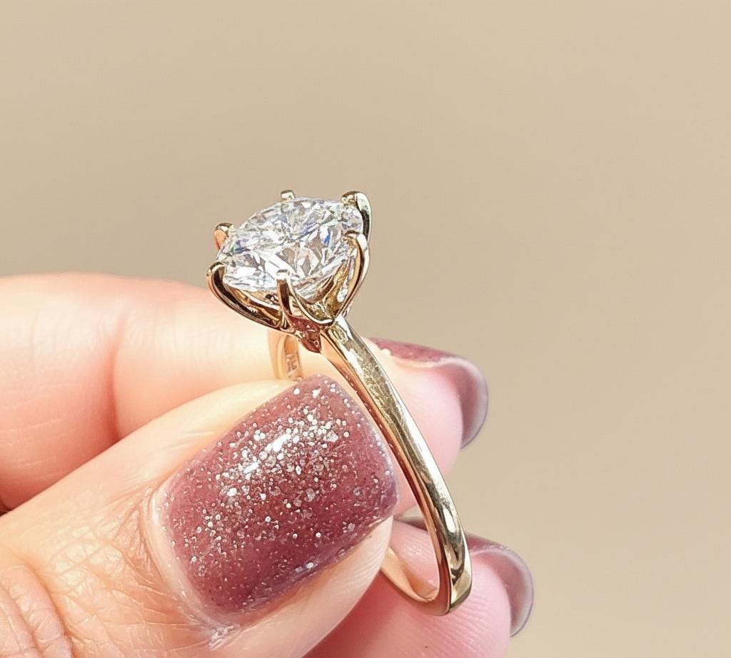 3 Ct Round Lab Diamond Solitaire Engagement Ring