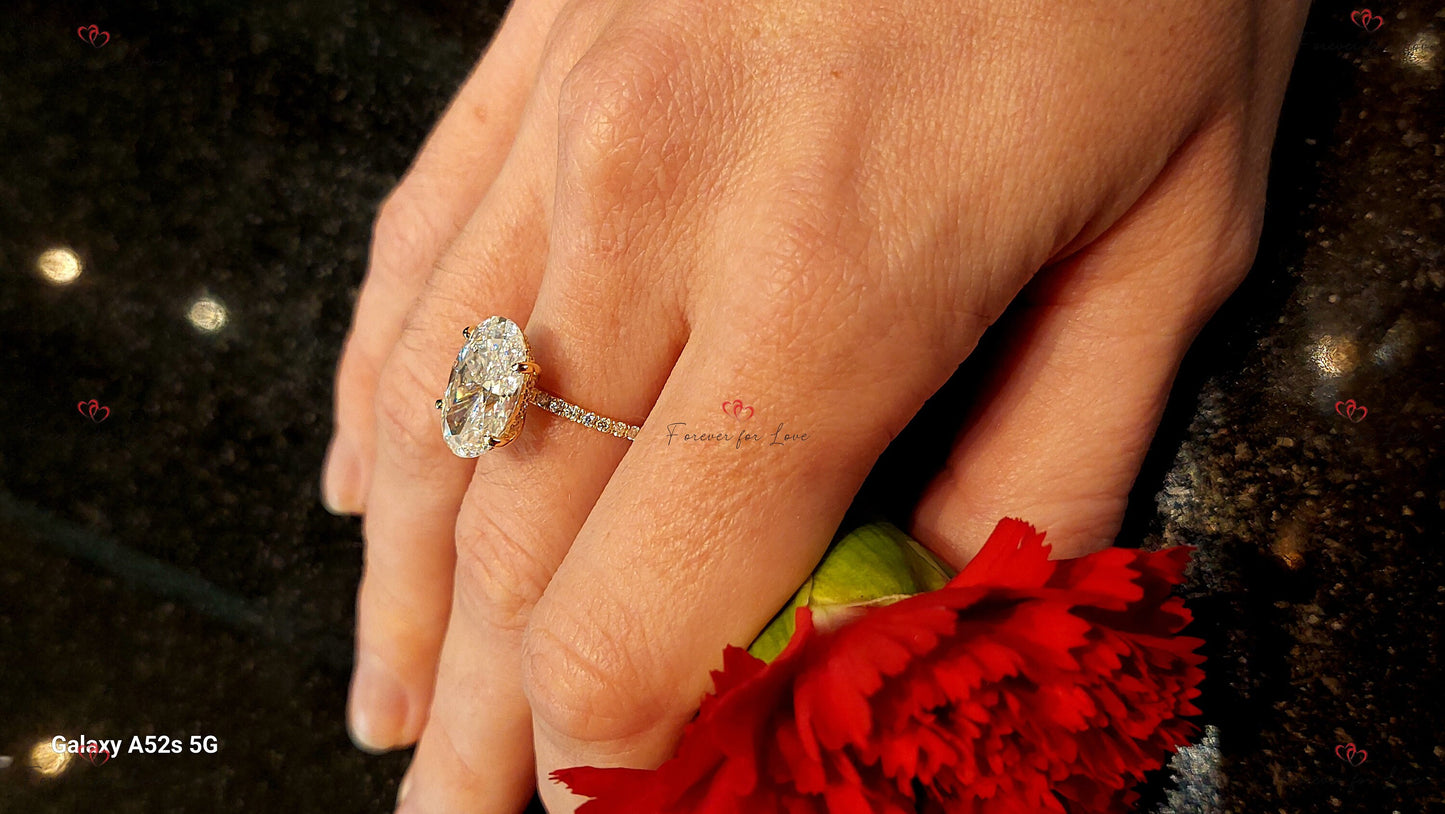 5 Ct Oval Lab Diamond VS Clarity Solitaire Ring Oval cut 1Ct Moissanite Brilliant Cut engagement ring in 935 Argentium Silver — custom handcrafted by Forever For Love