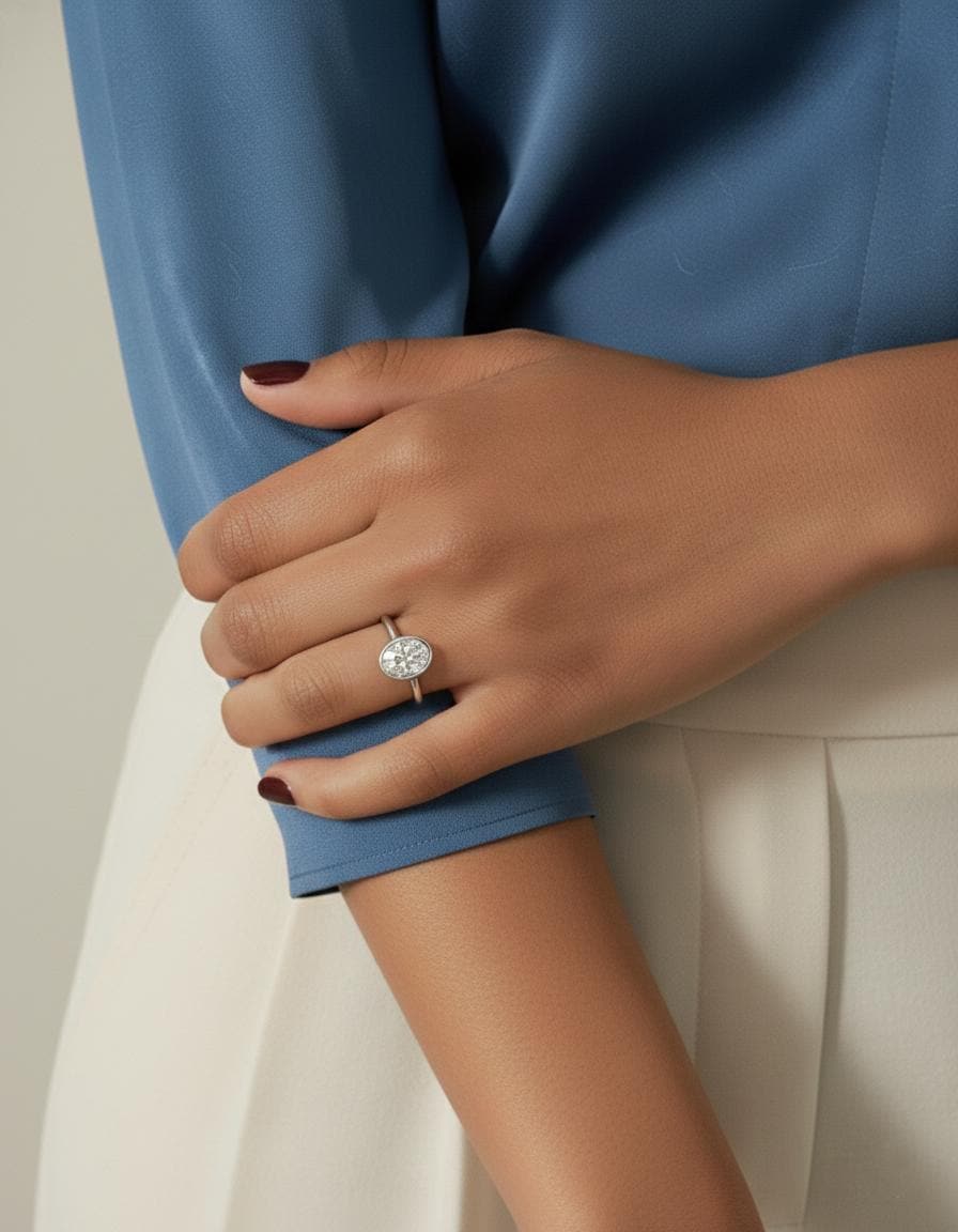 1.59 Ct IGI Certified Oval Lab Diamond Solitaire Engagement Ring Oval cut 1Ct Moissanite Brilliant Cut engagement ring in 935 Argentium Silver — custom handcrafted by Forever For Love