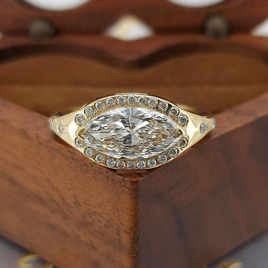 1.4 Ct Marquise Lab Diamond Engagement Ring