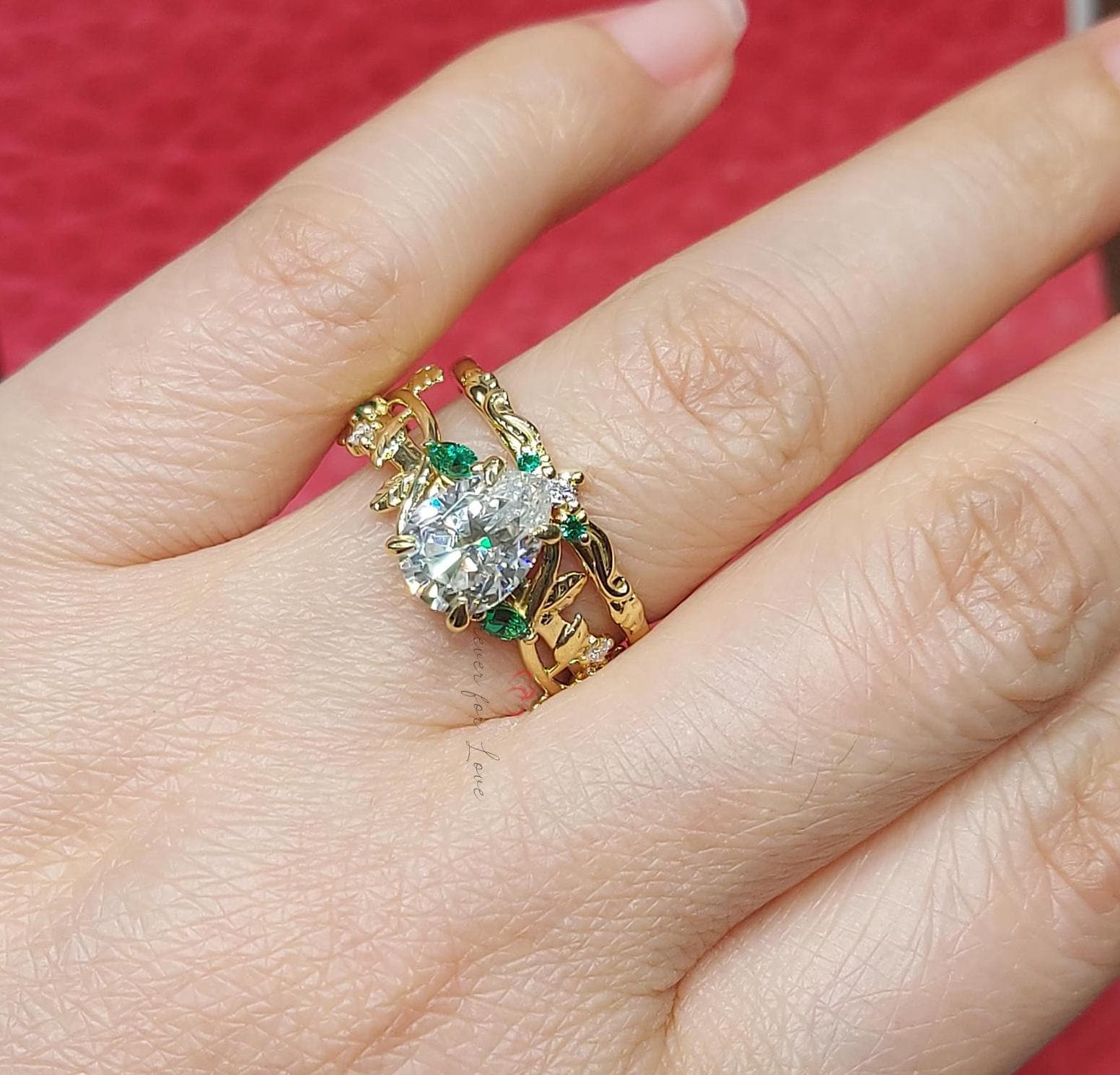 2 Ct IGI Certified Pear Lab Diamond Wedding Ring