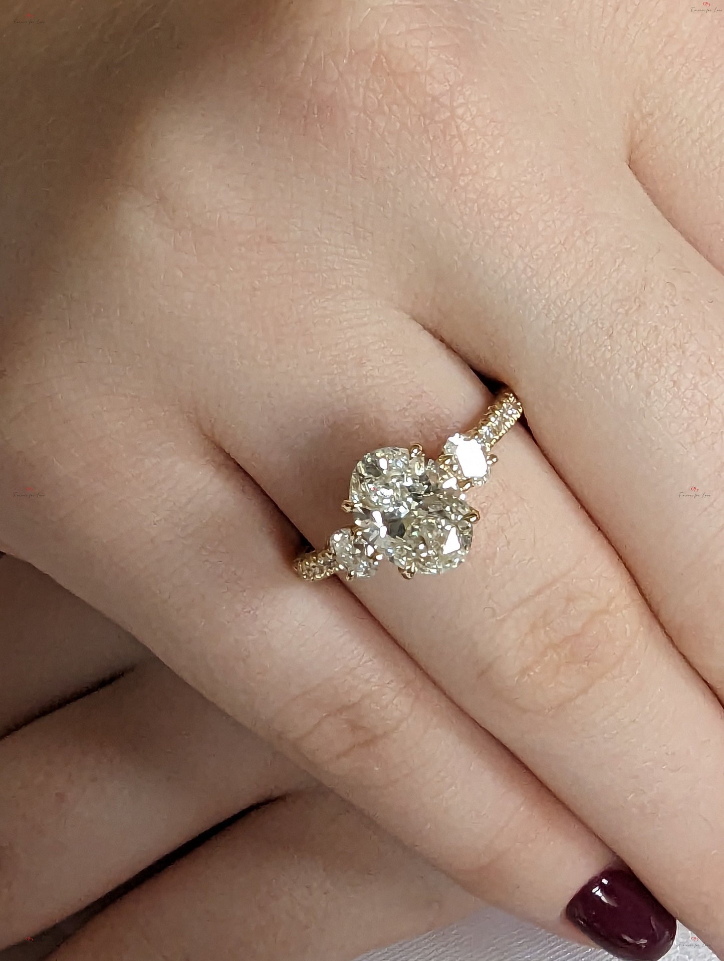 2 Ct IGI Certified Oval Lab Diamond with Accent Engagement Ring Oval cut 1Ct Moissanite Brilliant Cut engagement ring in 935 Argentium Silver — custom handcrafted by Forever For Love