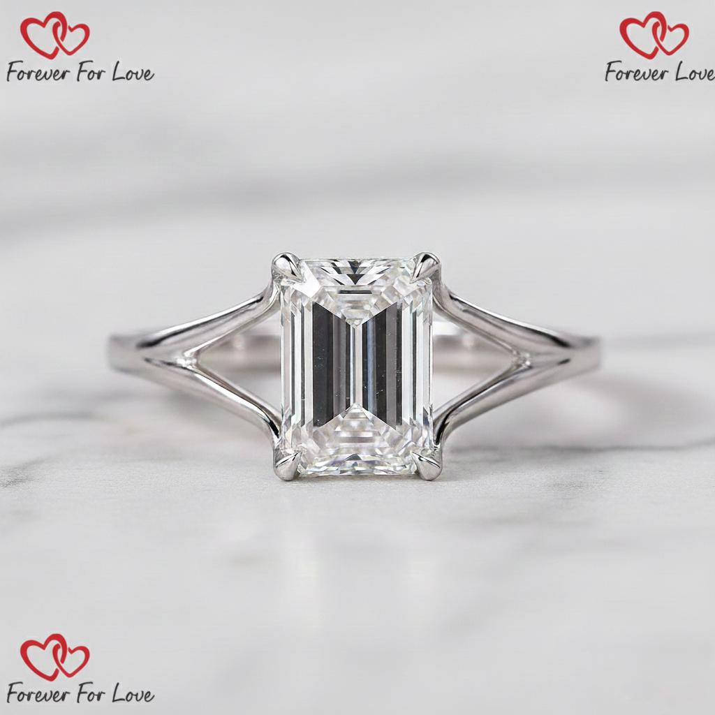 1.5 Ct IGI Certified Emerald Lab Diamond Solitaire Engagement Ring