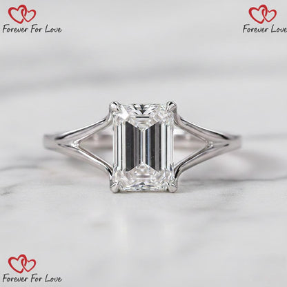 1.5 Ct IGI Certified Emerald Lab Diamond Solitaire Engagement Ring