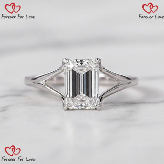 1.5 Ct IGI Certified Emerald Lab Diamond Solitaire Engagement Ring