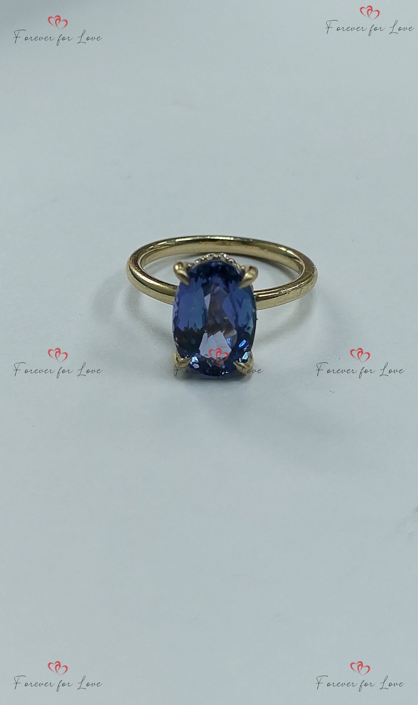 Oval Diamond, Tanzanite Engagement Ring Oval cut 1Ct Natural Tanzanite engagement ring in 935 Argentium Silver — custom handcrafted by Forever For Love